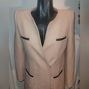 Pink Martini Collection Pale Rose Wool Blend Long Blazer M